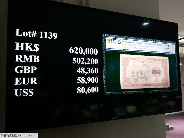 SPINK1月纸钞:1912中国银行5圆北京地名22万